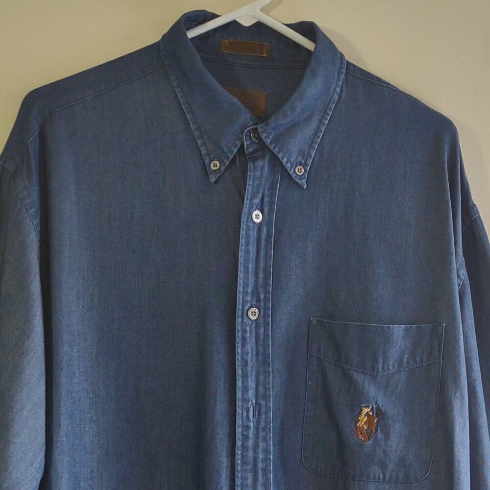 Pendleton Rodeo Wear Denim Shirt Western Americana  Men's Size Large-Long
